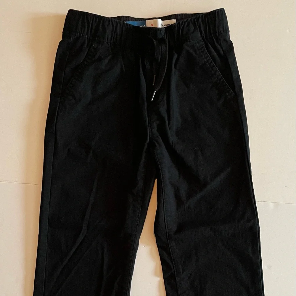 Old Navy Pull On With Drawstring Black Pants Boys Size 6-7 S Straight NWOT